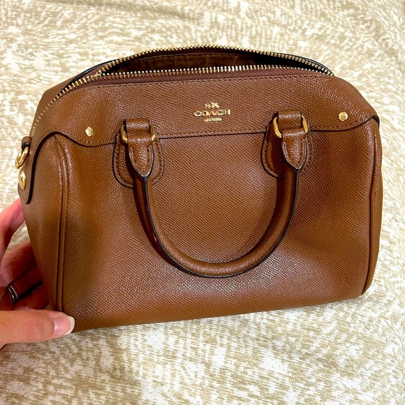 Coach Tan Leather Satchel with Gold Accents - Picture 1 of 10